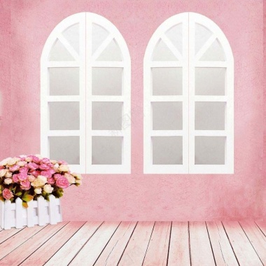 粉色少女系阳台窗户背景摄影图片