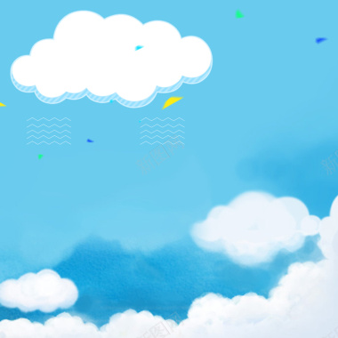 蓝色手绘天空母婴产品PSD分层主图背景背景