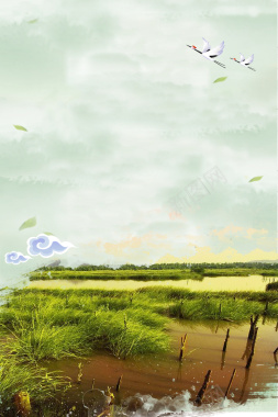 绿色简约世界湿地日宣传海报背景