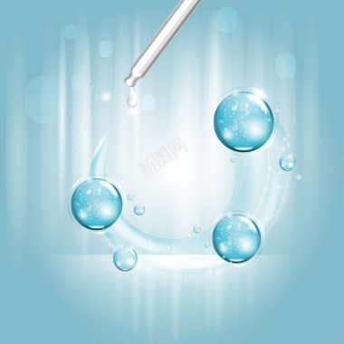 蓝色水滴水纹化妆品广告背景背景