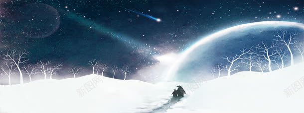 唯美雪地背景jpg设计背景_88icon https://88icon.com 人物 冬季 剪影 星球 树林 雪地
