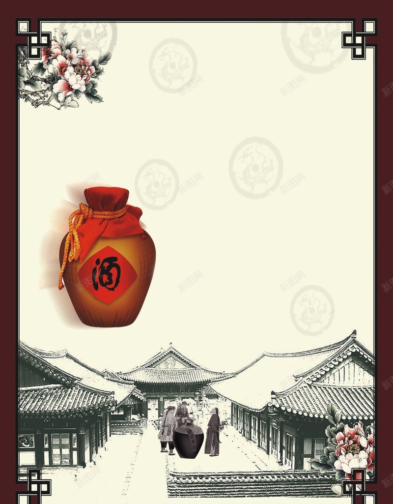 中国风红色边框酒背景cdr设计背景_88icon https://88icon.com 中国风 红色 边框 酒
