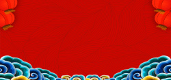 红色照片展板新年春节红色纹理云纹banner展板高清图片