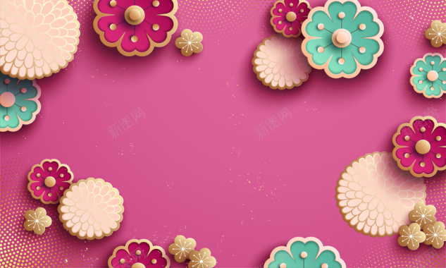 粉色简约文艺花卉质感样式风格主题海报矢量图背景