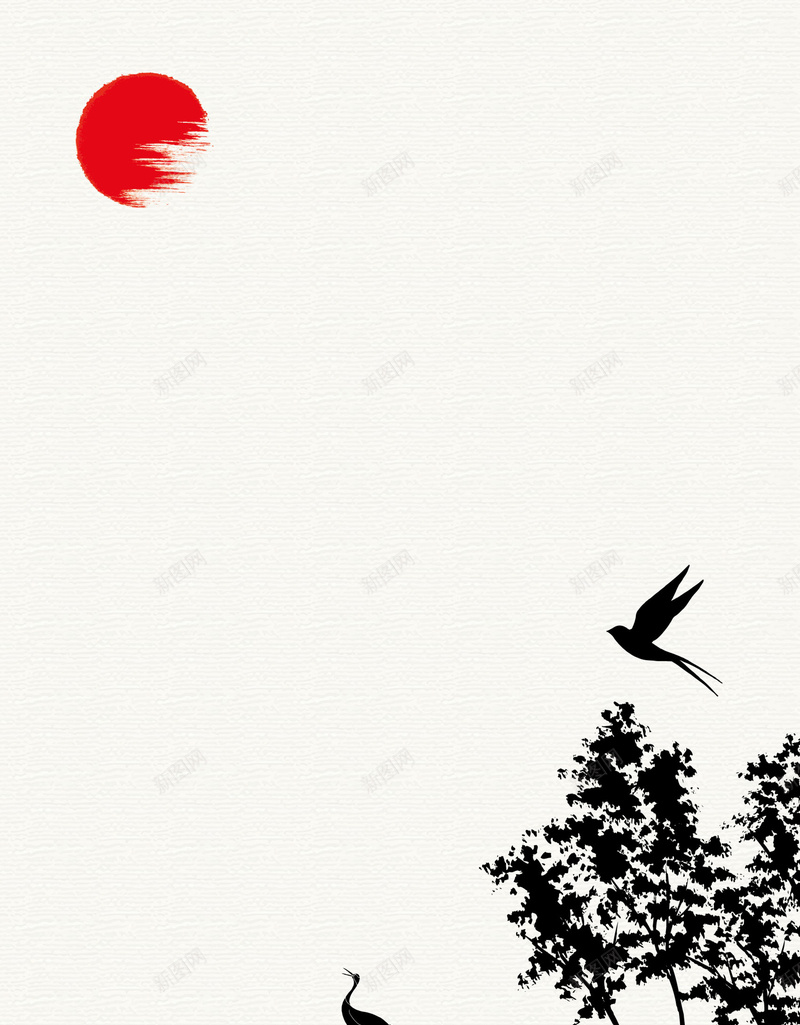 矢量古典中国风建筑剪影效果背景ai设计背景_88icon https://88icon.com 中国风 中国风建筑 传统建筑 古典 古树 复古 拱桥 水墨 海报 矢量素材 红日 背景 飞鸟 矢量图