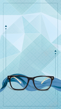 蓝色几何简约眼镜促销PSD分层H5背景
