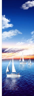 风景蓝天大海帆船背景摄影图片