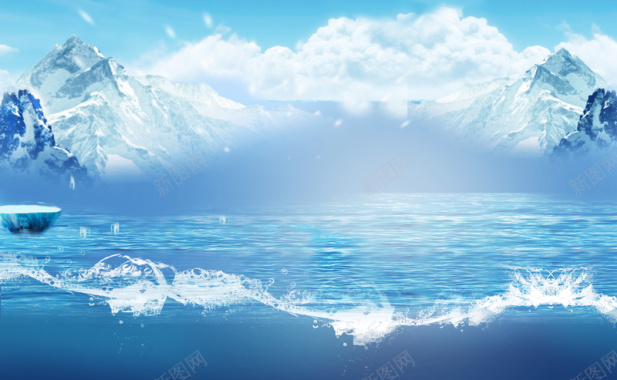 夏季蓝色冰山背景背景