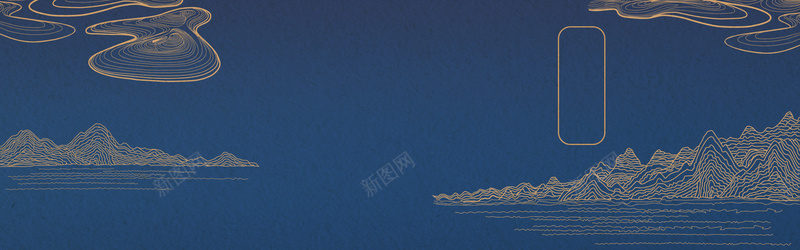 复古中国风简约线条扁平蓝色bannerpsd设计背景_88icon https://88icon.com banner 中国风 复古 扁平 简约 线条 蓝色 鎏金