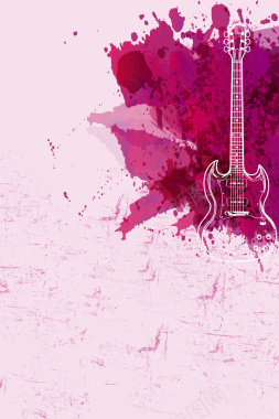 紫色泼墨手绘吉他海报背景背景