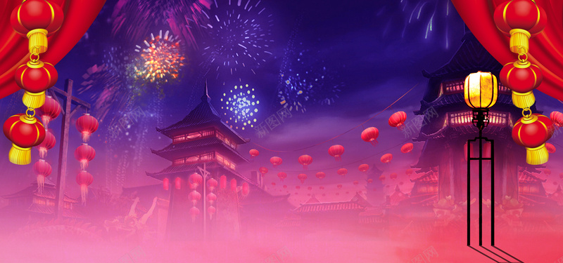 新年中式中国风传统彩色海报背景背景