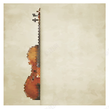 手绘颗粒小提琴质感背景矢量图背景