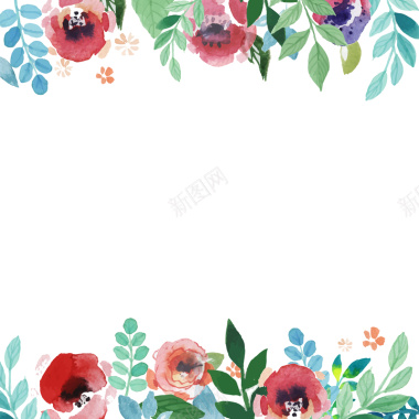 水彩花卉边框矢量背景背景