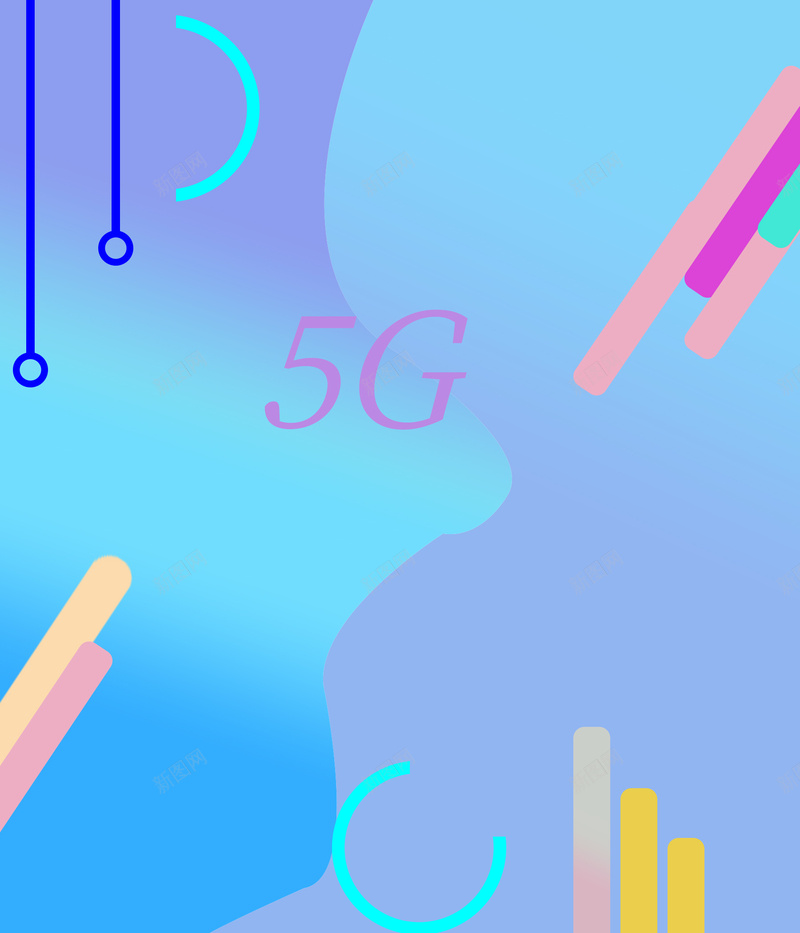 5G时代的到来psd设计背景_88icon https://88icon.com 5G 信号 半圆 线条