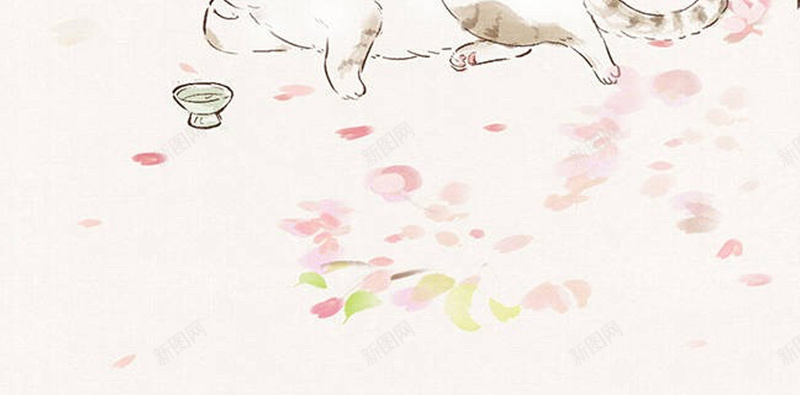 手绘可爱卡通猫咪平面广告jpg设计背景_88icon https://88icon.com 卡通猫咪 卡通背景 可爱 平面广告 手绘背景 文艺背景 水彩画 绘画美术 花卉
