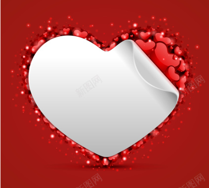 红色爱心礼盒浪漫情人节海报背景矢量图背景