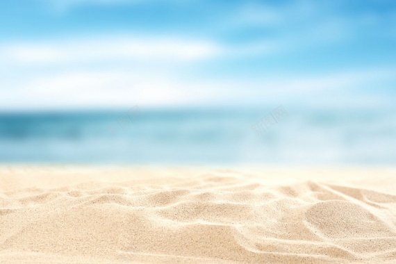 蓝色大海沙滩海边夏天小清新浪漫背景背景