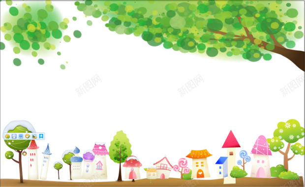 绿色大树儿童海报背景矢量图背景