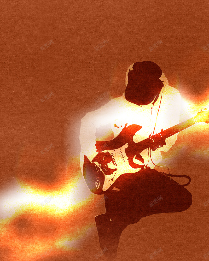 咖啡色底音乐吉他印刷背景psd设计背景_88icon https://88icon.com 吉他 咖啡色 炫光 背景 音乐