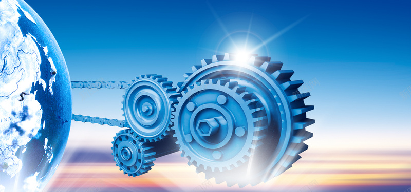 蓝色地球齿轮创意机械海报bannerpsd设计背景_88icon https://88icon.com 创意 地球 小清新 文艺 机械 海报banner 简约 蓝色 齿轮