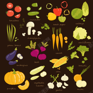 新鲜的蔬菜矢量背景图背景