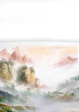 中国国画梦幻山水背景背景