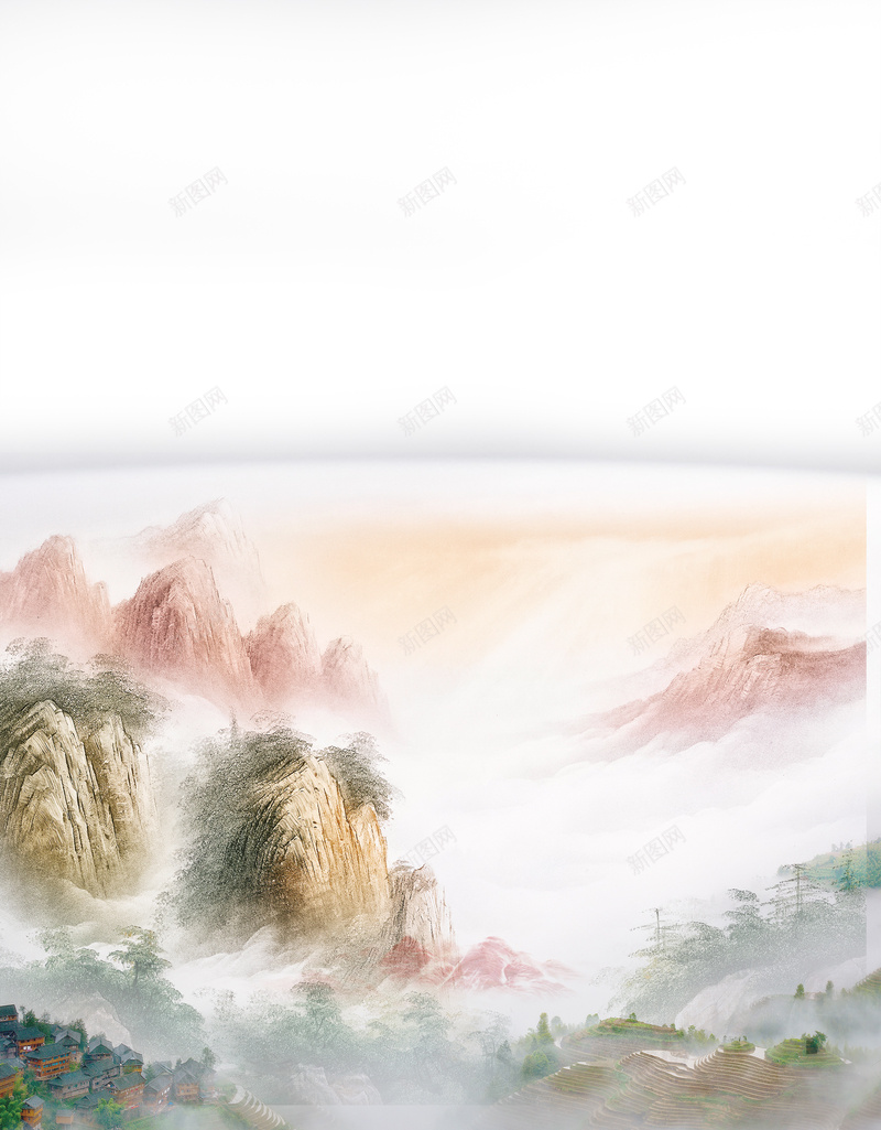 中国国画梦幻山水背景psd设计背景_88icon https://88icon.com 中国风 励志背景 名人名言背景 国画 国画海报 山水 教室模板 朦胧 梦幻 海报 简约