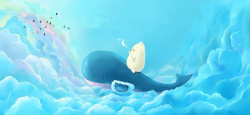 立夏海报立夏大气蓝色云层可爱海豚背景高清图片