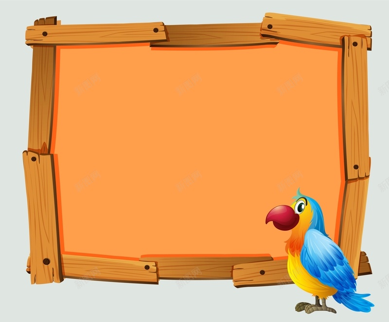 矢量橙色创意木板边框鹦鹉背景ai设计背景_88icon https://88icon.com 儿童 创意 卡通 小鸟 教育 木板边框 橙色 海报 矢量 立体 背景 鹦鹉 矢量图