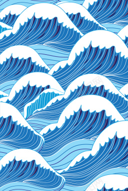 扁平抽象蓝色大海背景矢量图背景