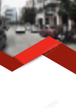 红色几何条形商务宣传街景矢量背景背景