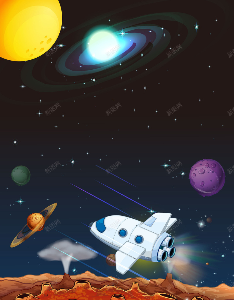 矢量儿童画太空宇宙背景ai设计背景_88icon https://88icon.com 儿童插画 儿童教育 卡通 卫星 太空 太空飞船 宇宙 宇航员 教育 早教 星球 海报 火箭 银河系 矢量图