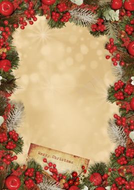 光斑与松枝圣诞节装饰物背景