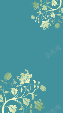 蓝底花朵矢量H5背景背景