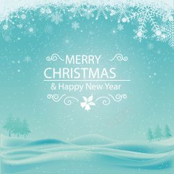 冬季雪原圣诞贺卡背景矢量图海报