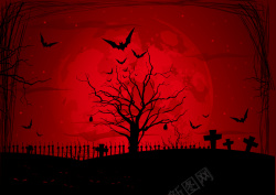 墓地红色红色恐怖墓地背景矢量图高清图片