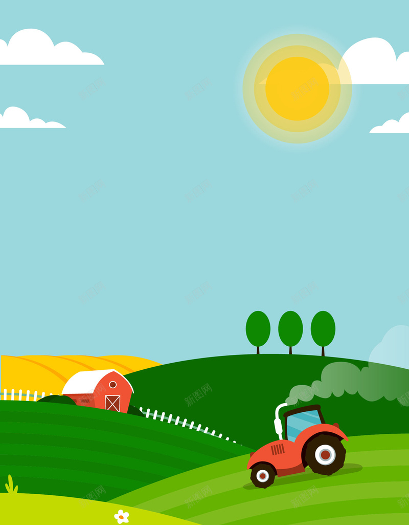 矢量扁平化农场庄园耕种背景ai设计背景_88icon https://88icon.com 农场 农田 卡通 太阳 庄园 扁平化 手绘 拖拉机 插画 海报 田地 田野 矢量图 耕种 耕种画 背景 良田 蓝天