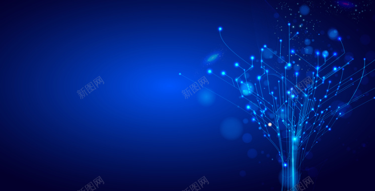 蓝色科技思维树背景图背景
