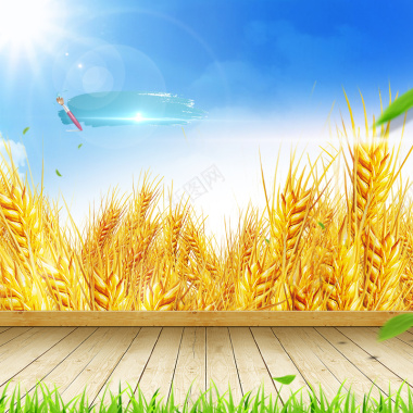金色麦子食品促销PSD分层主图背景背景