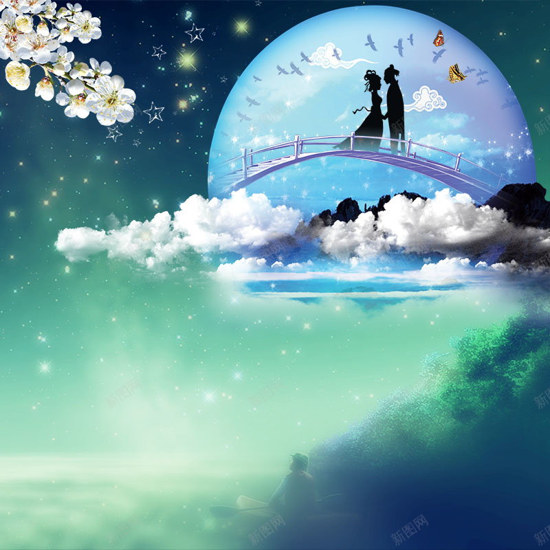 浪漫七夕背景jpg设计背景_88icon https://88icon.com 七夕 中国风 主图 唯美 情侣 浪漫 相思