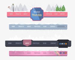 韩国网站模版网页模板冬天风格导航菜单高清图片