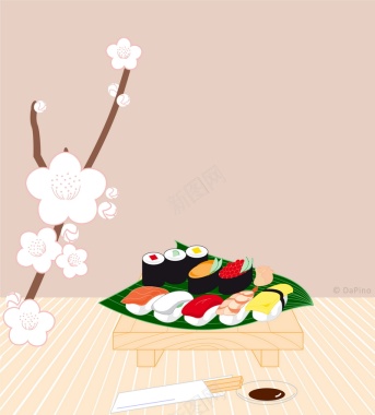 日式风味的寿司矢量图背景