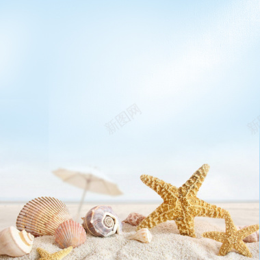 夏日海边沙滩海星PSD分层主图背景背景
