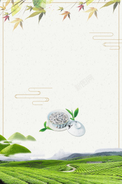 绿茶白茶清新中国风茶叶茶道文化背景高清图片