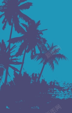 蓝色椰子树背景矢量图背景