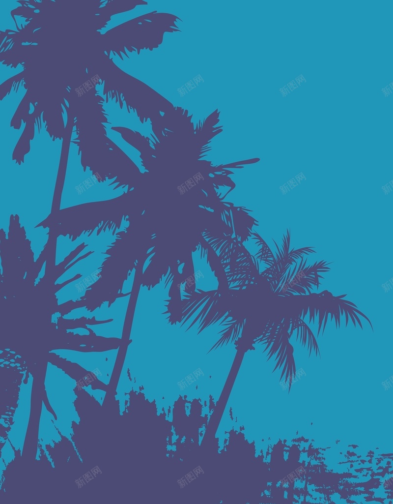 蓝色椰子树背景矢量图ai设计背景_88icon https://88icon.com 忧伤 椰子树 海报 背景 蓝色 风景 矢量图