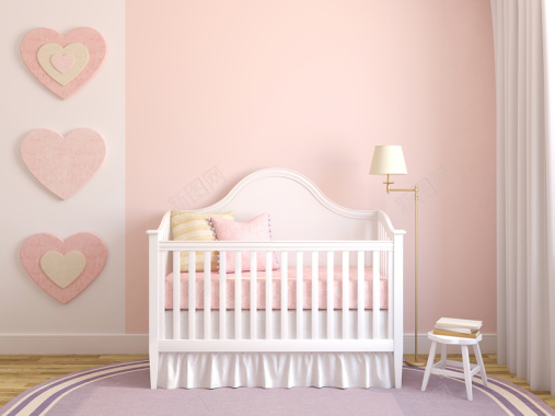 粉红色唯美婴儿房装修背景背景