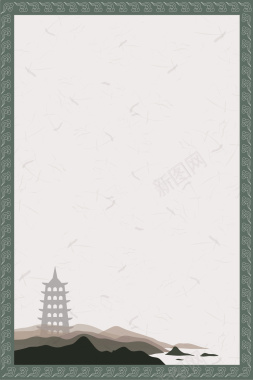 矢量中国风古典边框水墨纹理背景背景