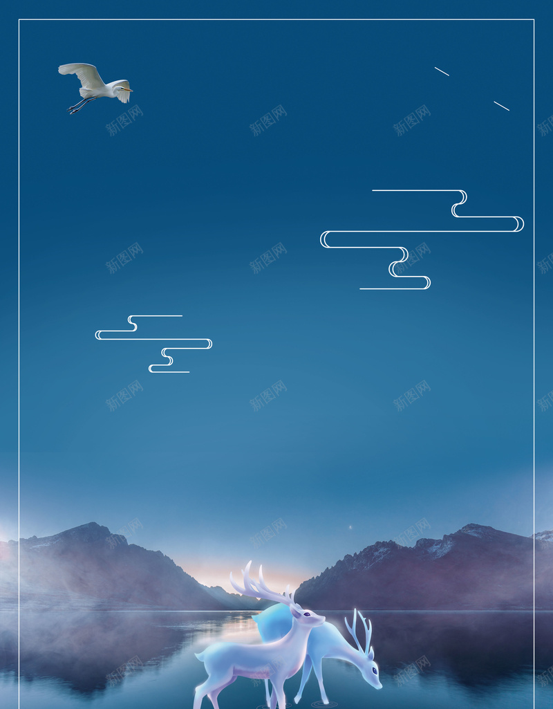 秋意浓创意插画二十四节气海报背景psd设计背景_88icon https://88icon.com 二十四节气 冷色掉 励志 寒露 早安 江南 秋意浓 蓝色 麋鹿