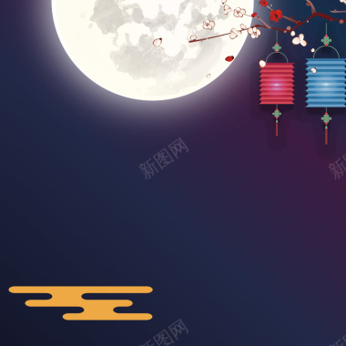 中秋佳节团圆月饼促销中国风紫色主图背景